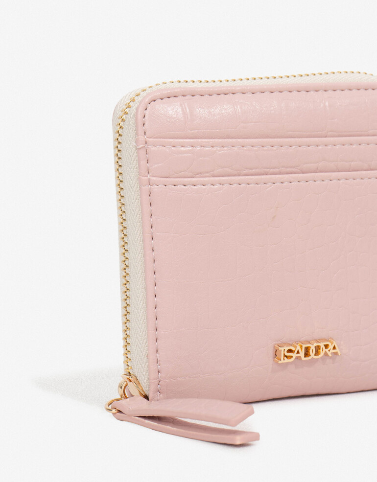 Billetera Zip Round Billetera Cuadradra - Rosa Claro