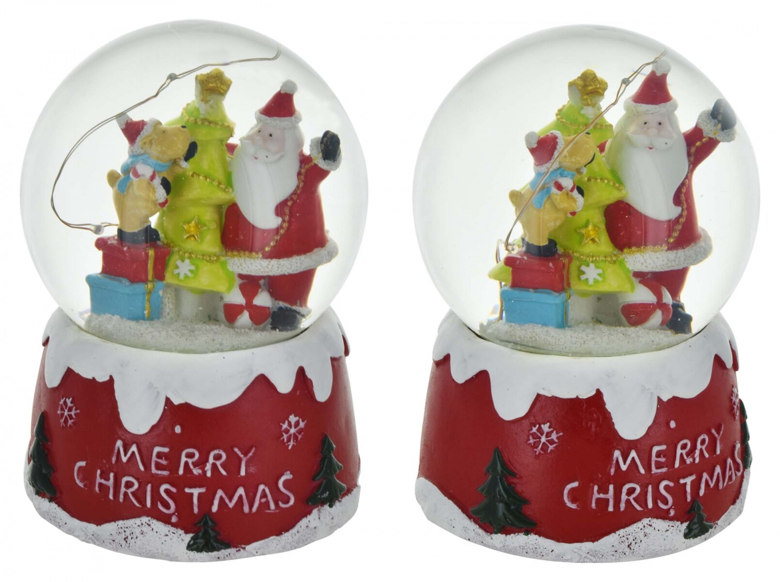 ADORNO NAVIDEÑO SANTA BOLA DE AGUA CON LUZ 14.5CM 20499 Q16 