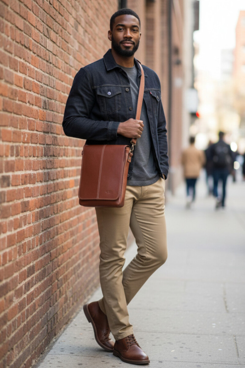 Morral con solapa mediano Marrón