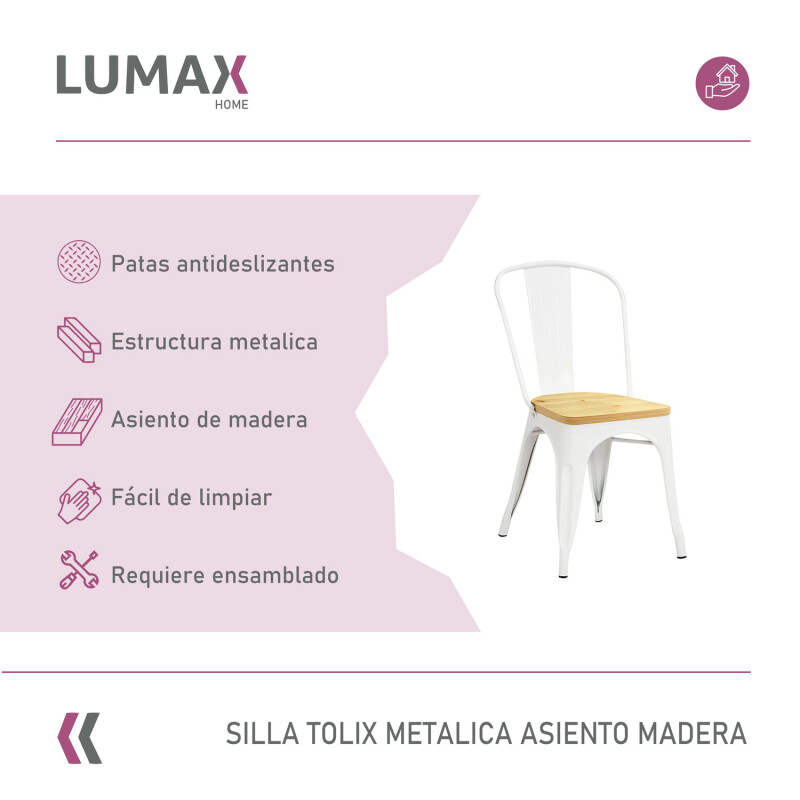 Silla Tolix Lumax Metálica Vintage Con Asiento De Madera Para Comedor Y Cocina Silla Tolix Lumax Metálica Vintage Con Asiento De Madera Para Comedor Y Cocina