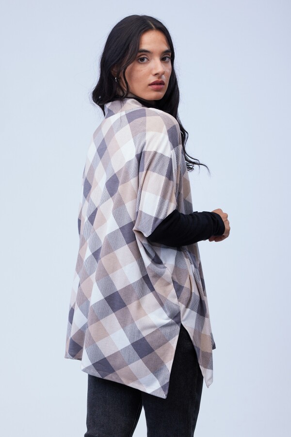 Cardigan Oversized Zip MULTI/BEIGE