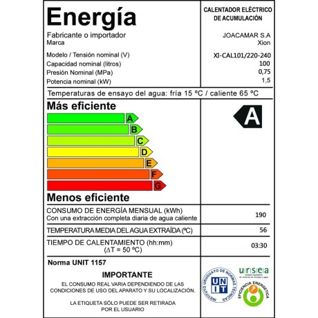 termotanque calefón 100lts. COLOR UNICO