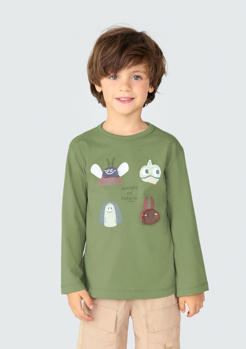 CAMISETA INFANTIL CON ESTAMPA - VERDE 