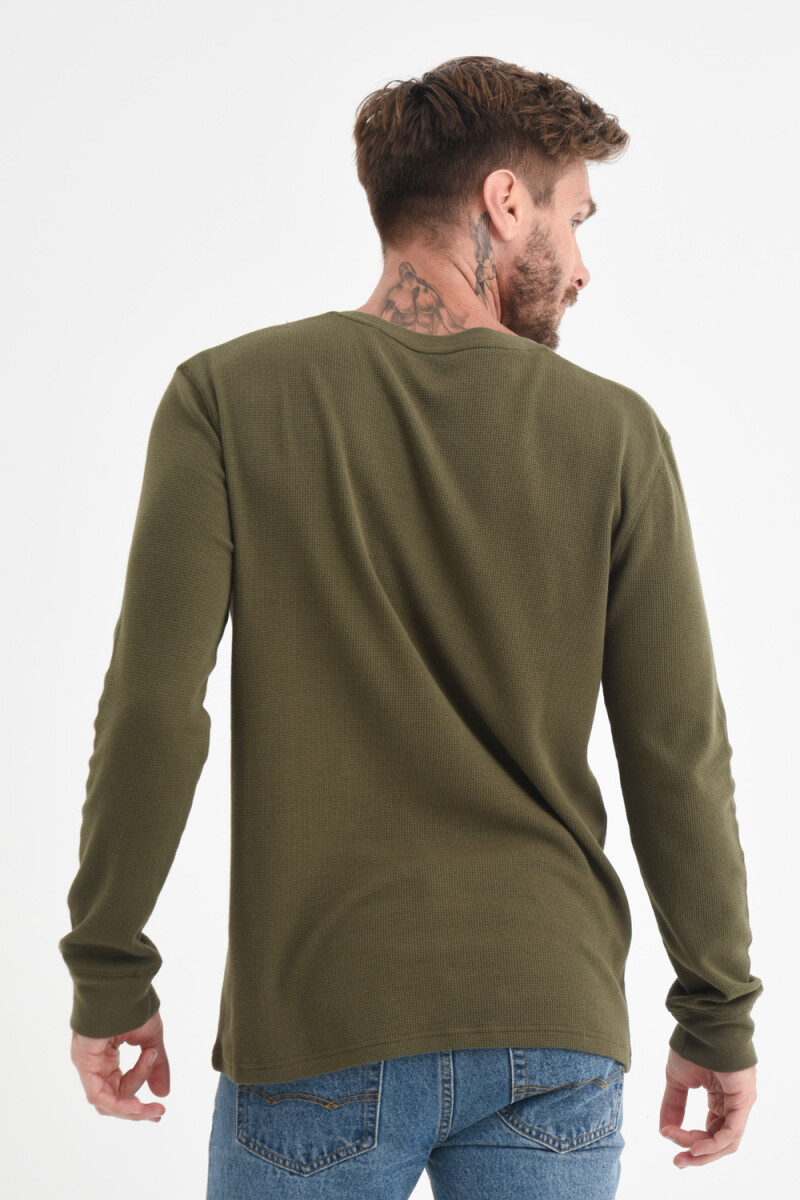 Camiseta manga larga textura Verde militar