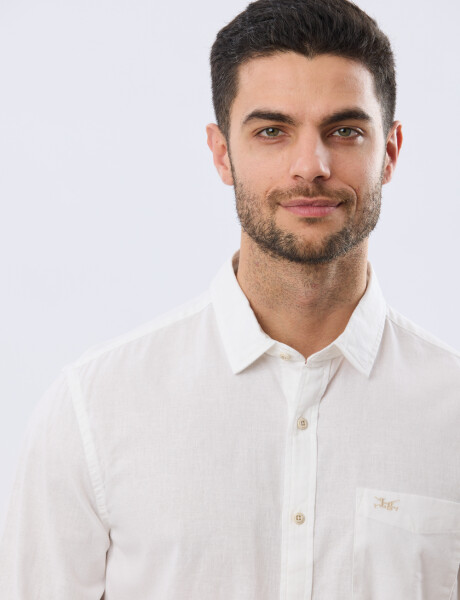 CAMISA LISA DE LINO Blanco