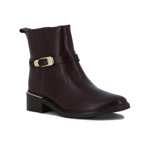 Comfortflex Bota Caña Baja C/ Tira Y Hebilla Cuero/croco Marron