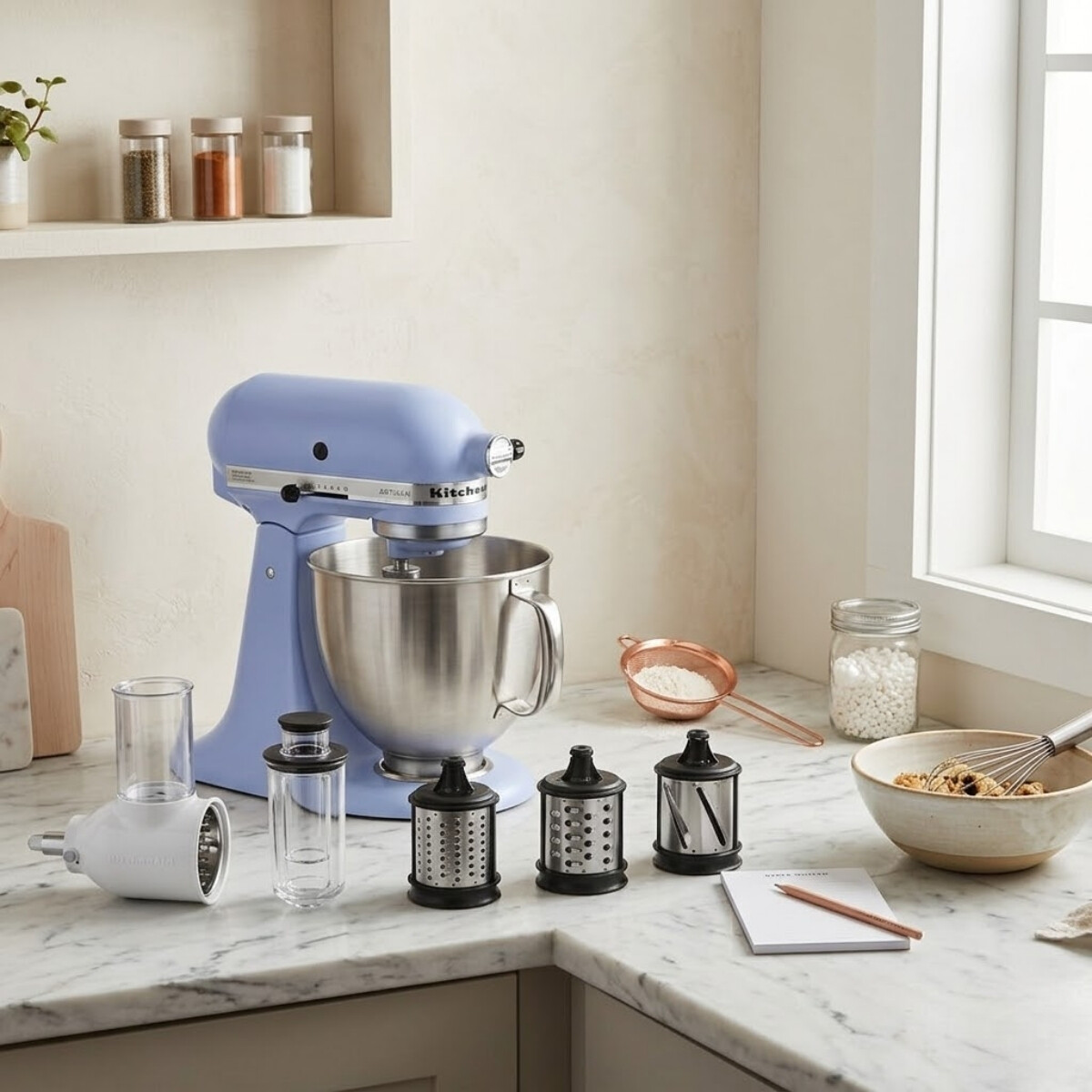 Kit Batidora 4.8 Litros Blue Salt con Accesorio Cortador y Rallador KitchenAid 