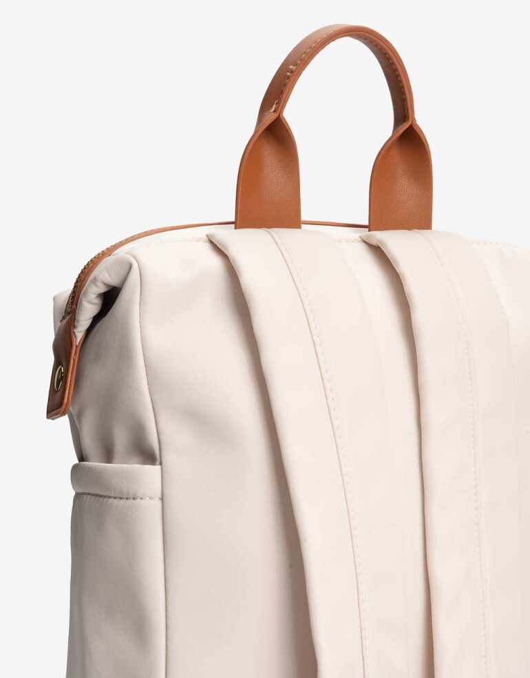 Mochilas Urbanas Mochila Con Cierre Y Bolsillos - Blanco Crema