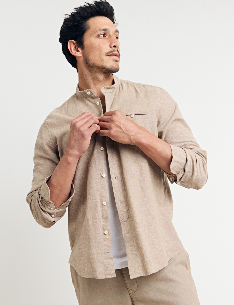 011954 CAMISA HARRINGTON LABEL LINO Camel