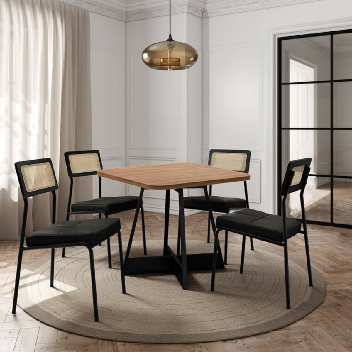 Juego de comedor - Lux Atria Cuadrada - Negro 