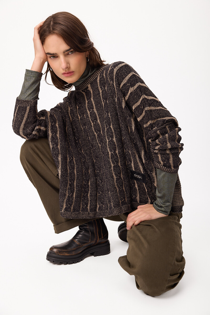 Sweater Oceano Crop - Negro/Vison 