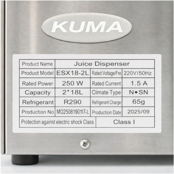Dispensador de Jugo 2 Cubas 18 lts | Kuma ESX18-2L Dispensador de Jugo 2 Cubas 18 lts | Kuma ESX18-2L