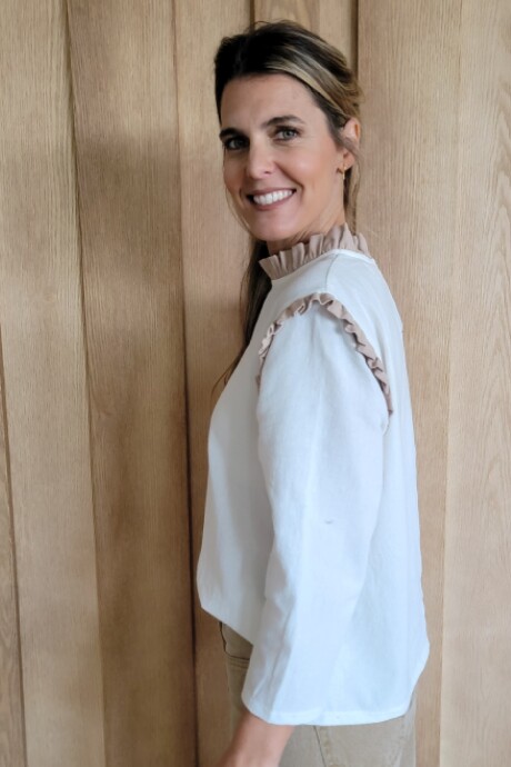 Blusa Jazmín combinado crudo con beige