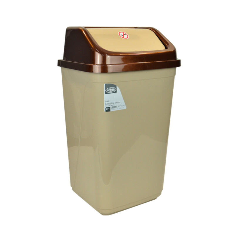 Tarro de residuos 50L con tapa vaivén BEIGE