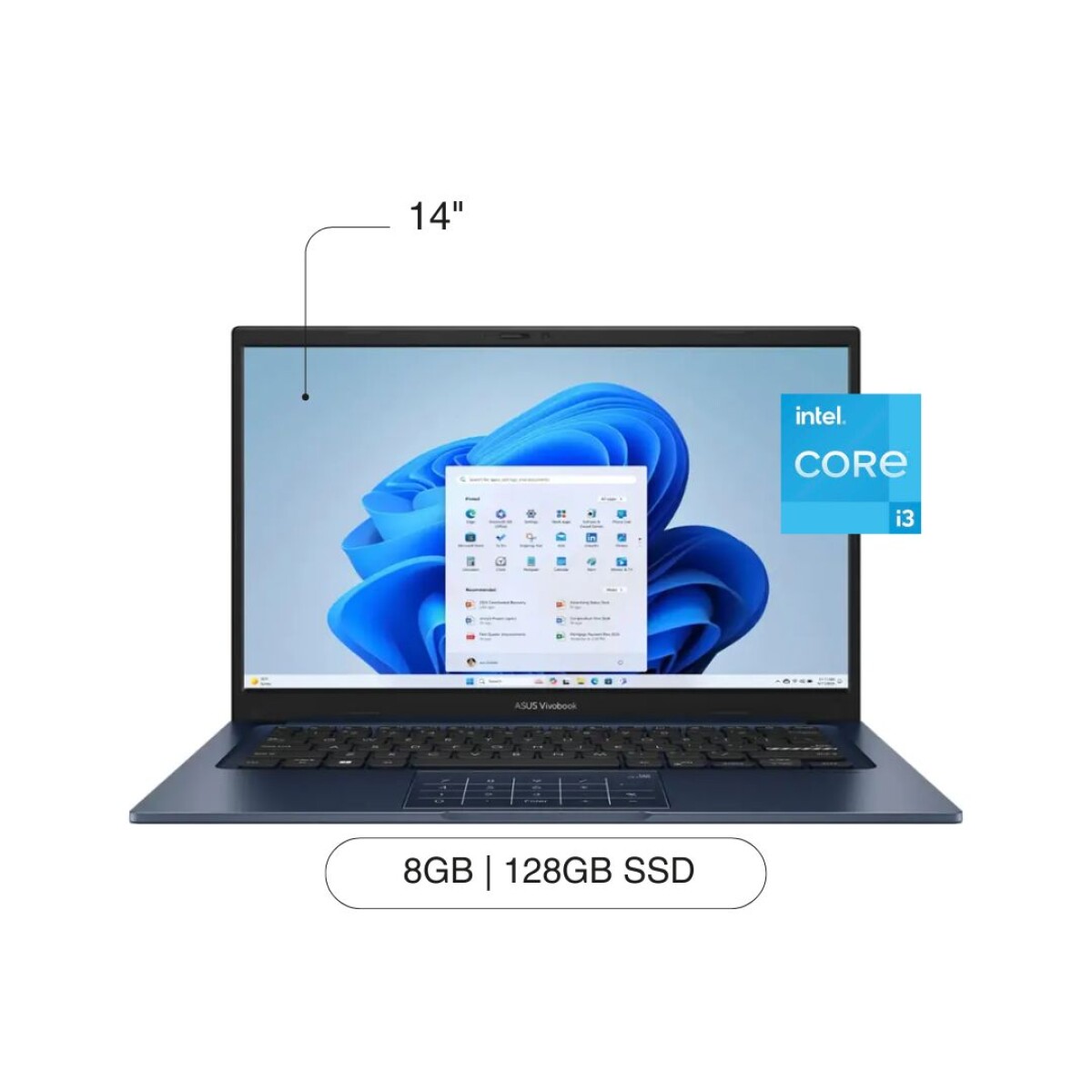 OUTLET - Notebook ASUS Vivobook X1404VA 14' FHD 128GB / 8GB I3-1315U W11 Blue 