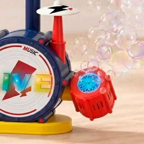 Set Musical Burbujero Batería Micrófono Sonido Y Luz Azul