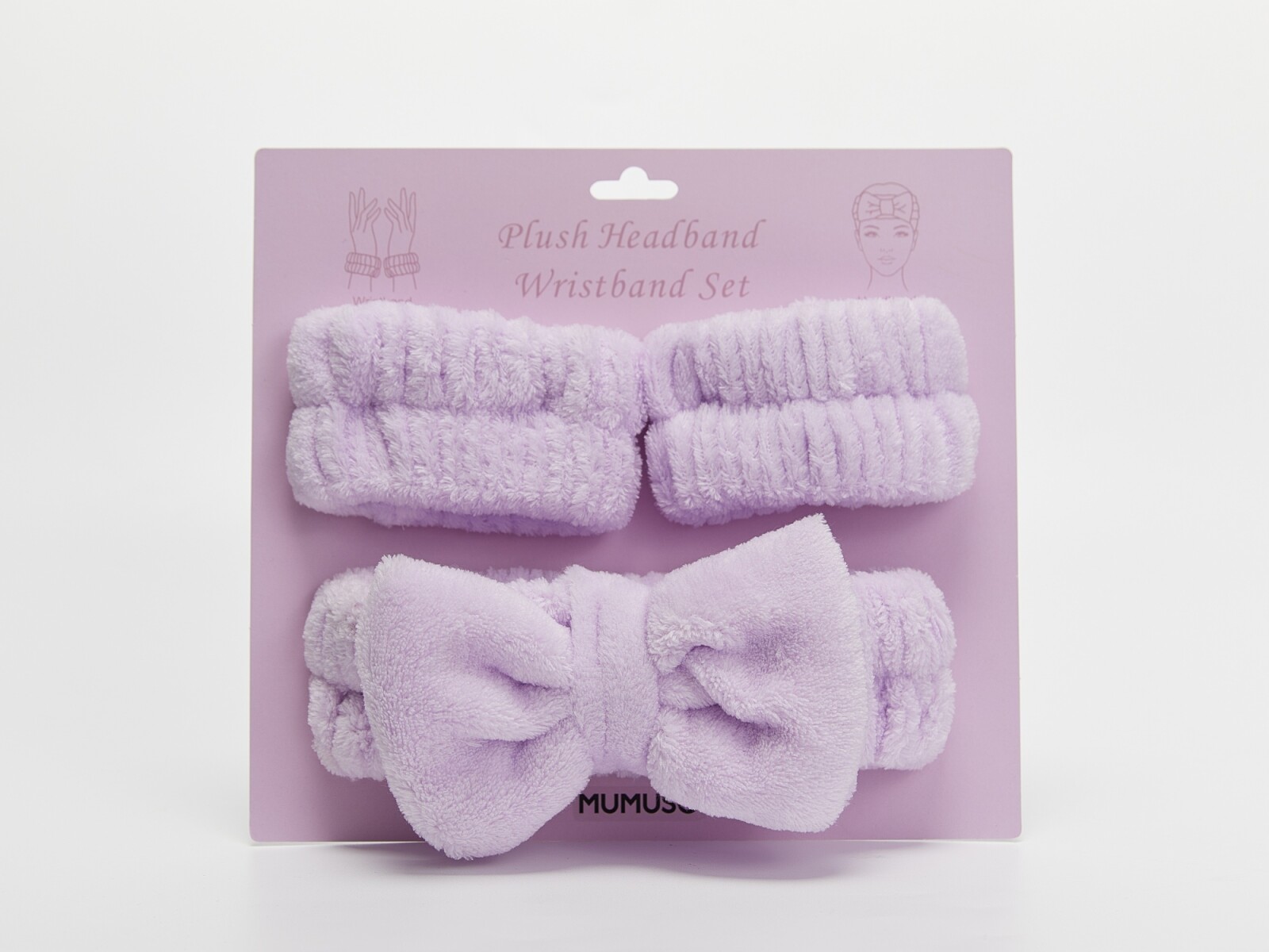 CONJUNTO DE DIADEMA Y MUÑECA CON MOÑA - MORADO 
