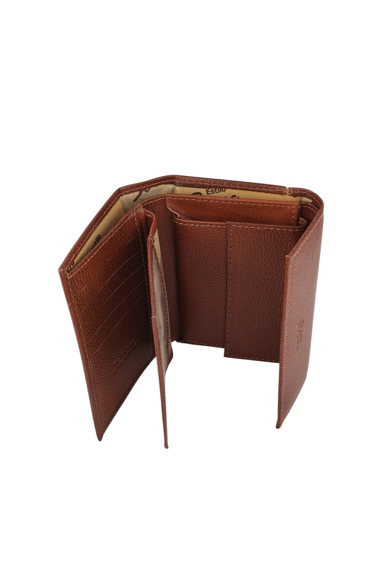 Billetera grande de cuero multiples bolsillos Marron