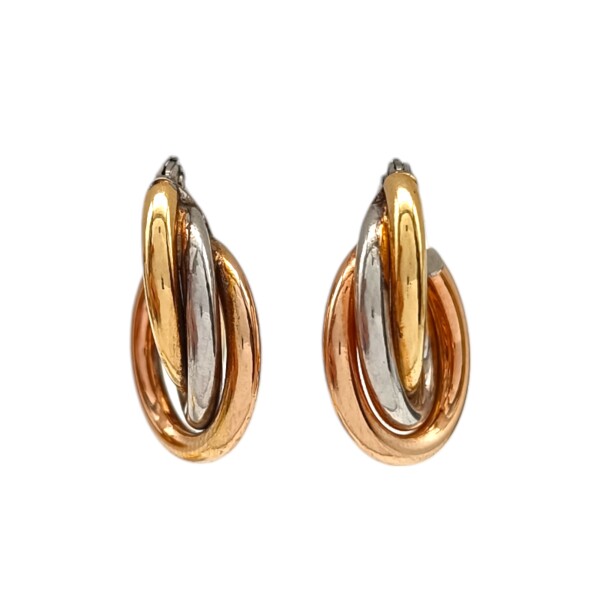 Caravanas aros de oro 3 líneas- Oro bajo - Sin piedra- CA8026 sinpiedra