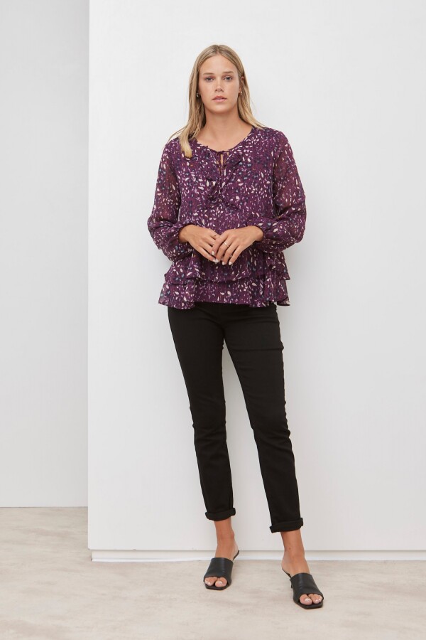 Blusa Gasa Volados VIOLETA/MULTI