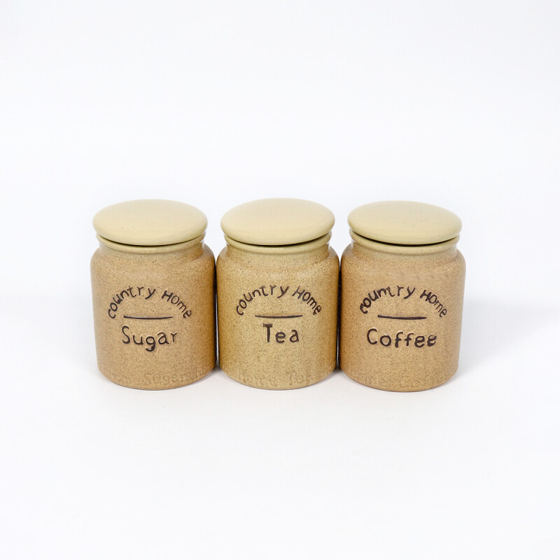 SET FRASCO CERAMICA BEIGE 10X13.5CM 3PZAS Unica