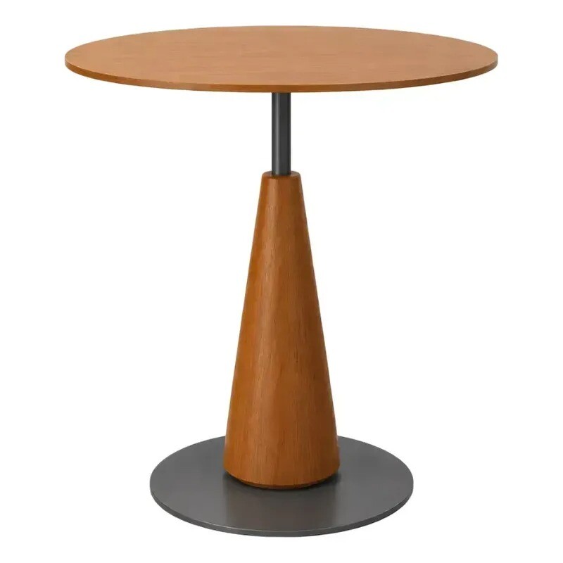 Mesa Lateral redonda madera clara - Base en metal color grafito Mesa Lateral redonda madera clara - Base en metal color grafito