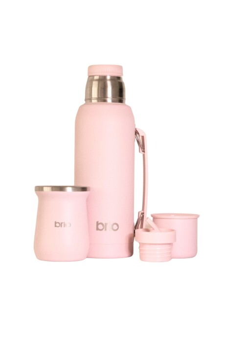 Set De Termo 1 Litro Y Mate Diseño Clásico brio Acero Inox Rosa