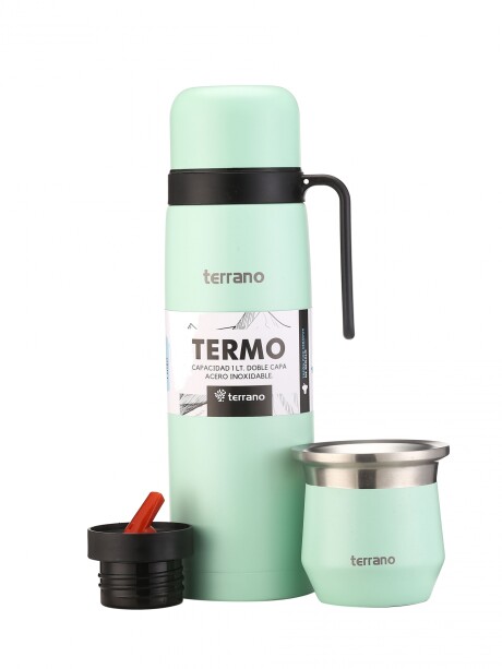 Kit Termo Manija Rigida + Mate Flap Verde Agua