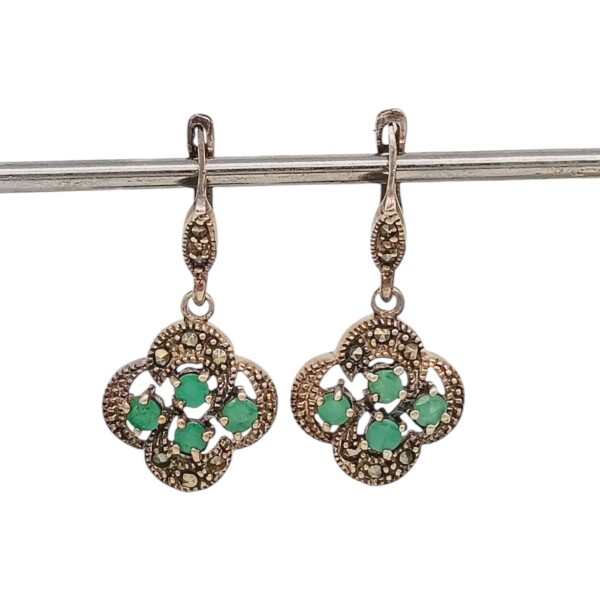 Caravanas Flor - Raíz de esmeralda - Plata 925 - esmeralda - CA8439 conpiedra