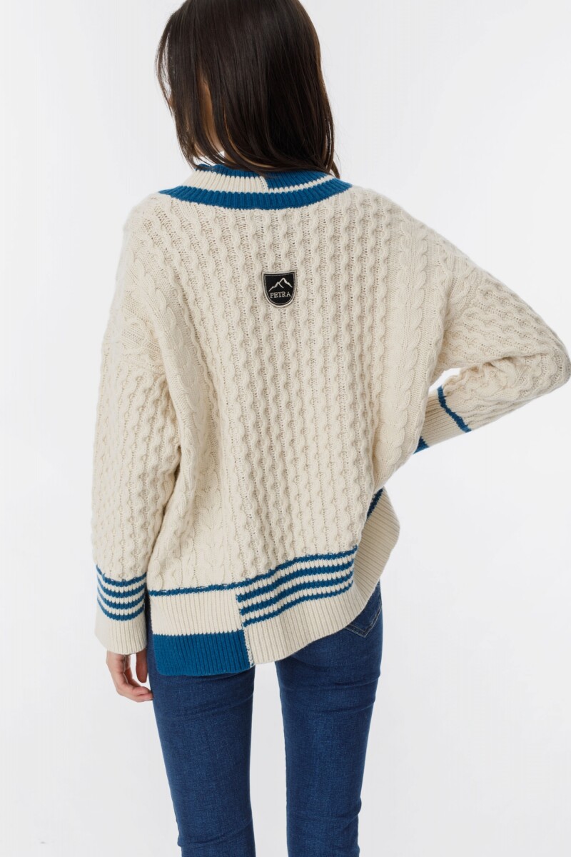 Sweater Copos Crudo/Azul