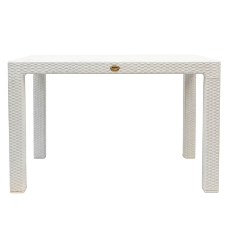 Mesa Comedor Exterior Jardín Rattan 150x90cm Armable Blanco