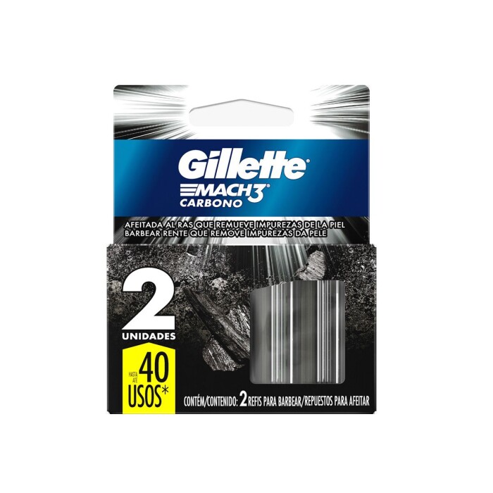 GILLETTE MACH 3 RESPUESTO CARBONO CJ X 2 única