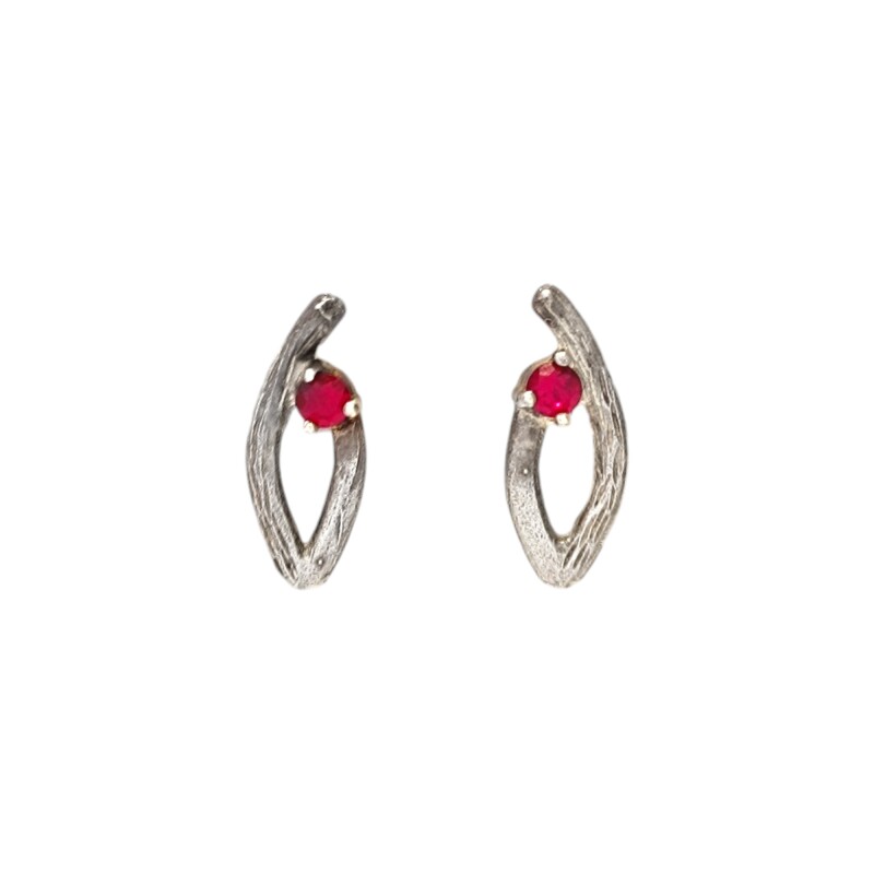Caravanas Solitario-Plata 925-Piedra rubí-CA3454 conpiedra