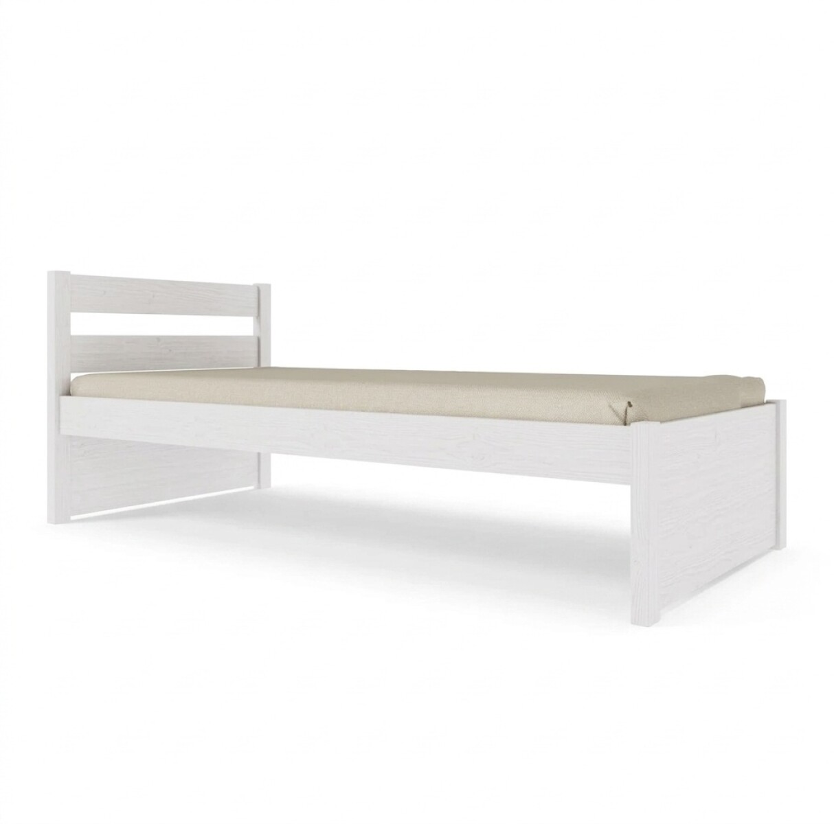 CAMA DE 1 PLAZA MADERA MACIZA UNIQUE BLANCA 