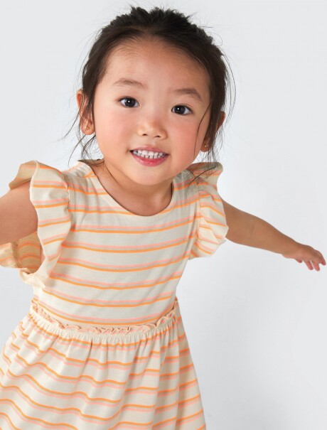 VESTIDO INFANTIL CON RAYAS NARANJA