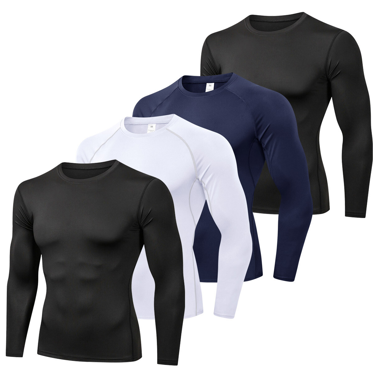 Set X4 Remera Térmica Deportiva Manga Larga Para Hombre - Varios 