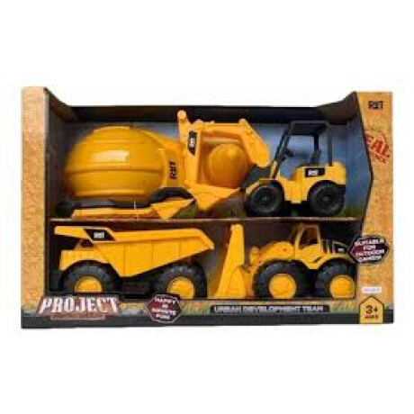 Set Vehiculos De Construccion 3 Maquinas Casco Y Cono Set Vehiculos De Construccion 3 Maquinas Casco Y Cono