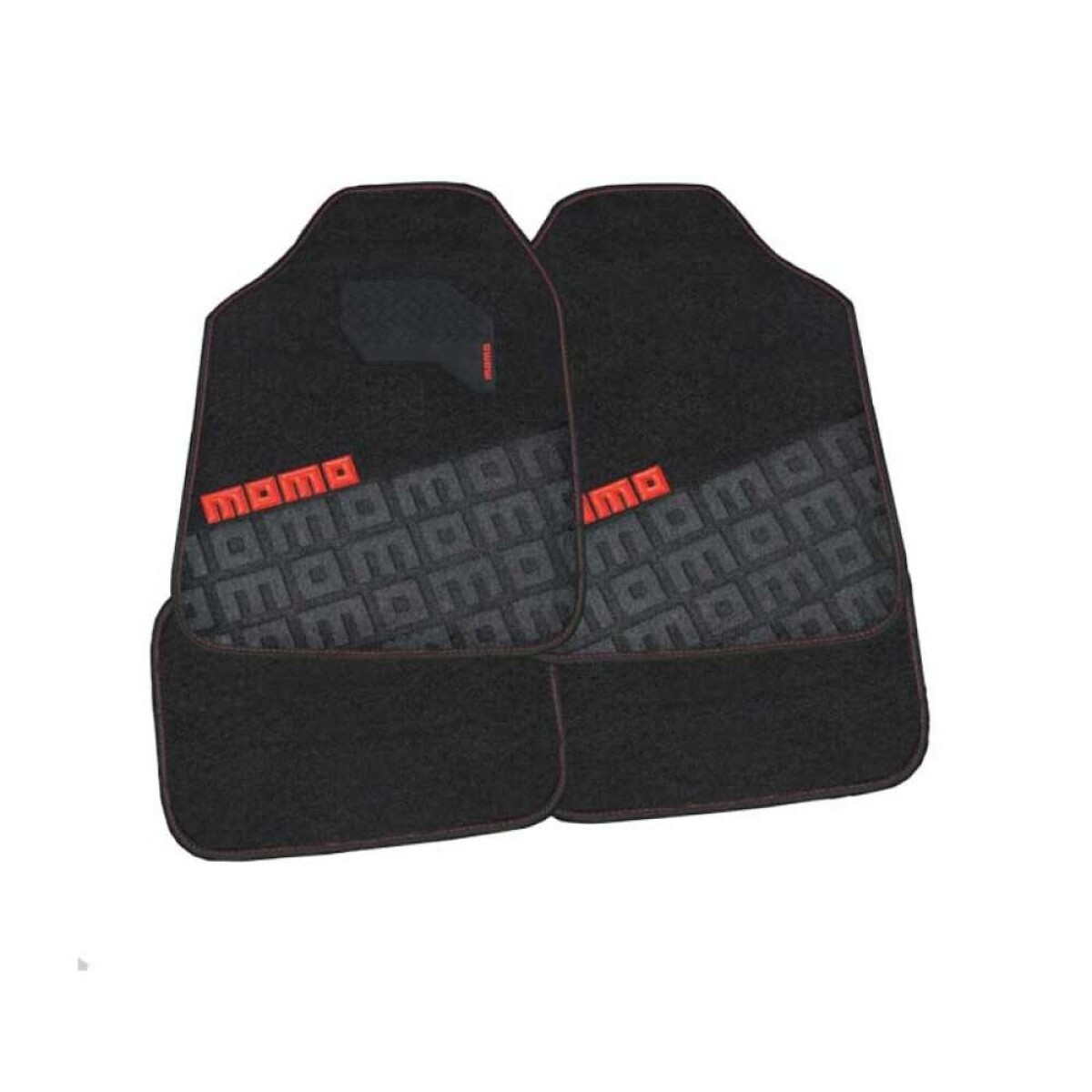 Alfombra Moquete 4 Piezas Momo Auto - Negro Y Rojo 