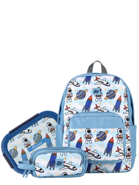 Kit Mochila + Cartuchera + PickBox Tupper Astronauta