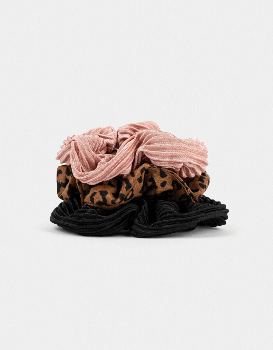 Set De Scrunchies - Combinacion Tricolor 