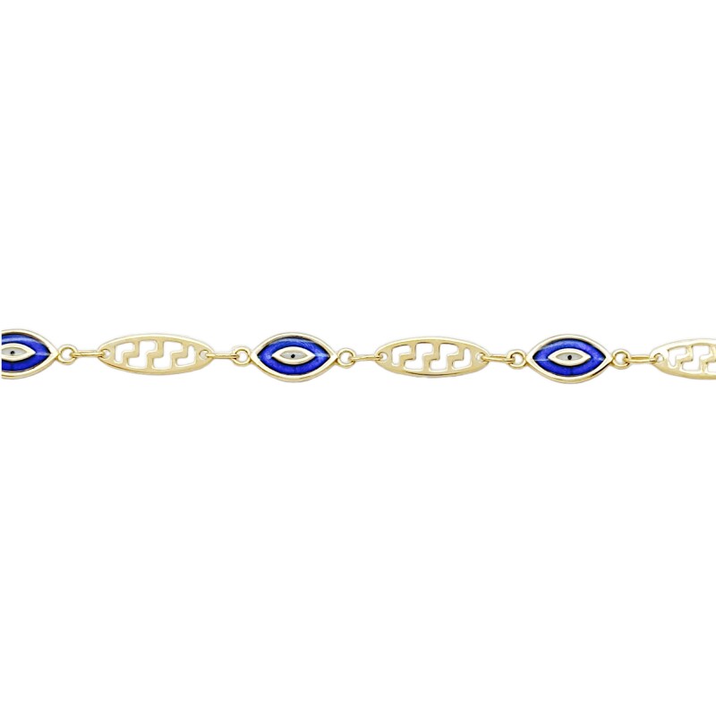 Pulsera Ojo Turco-Oro bajo-Resina Azul-PU8080 conpiedra