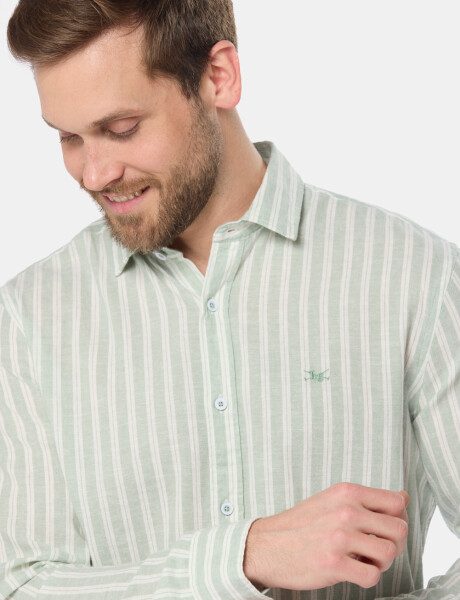 CAMISA RAYADA DE LINO Menta