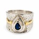 Anillo martillado con piedra gota azul Anillo martillado con piedra gota azul