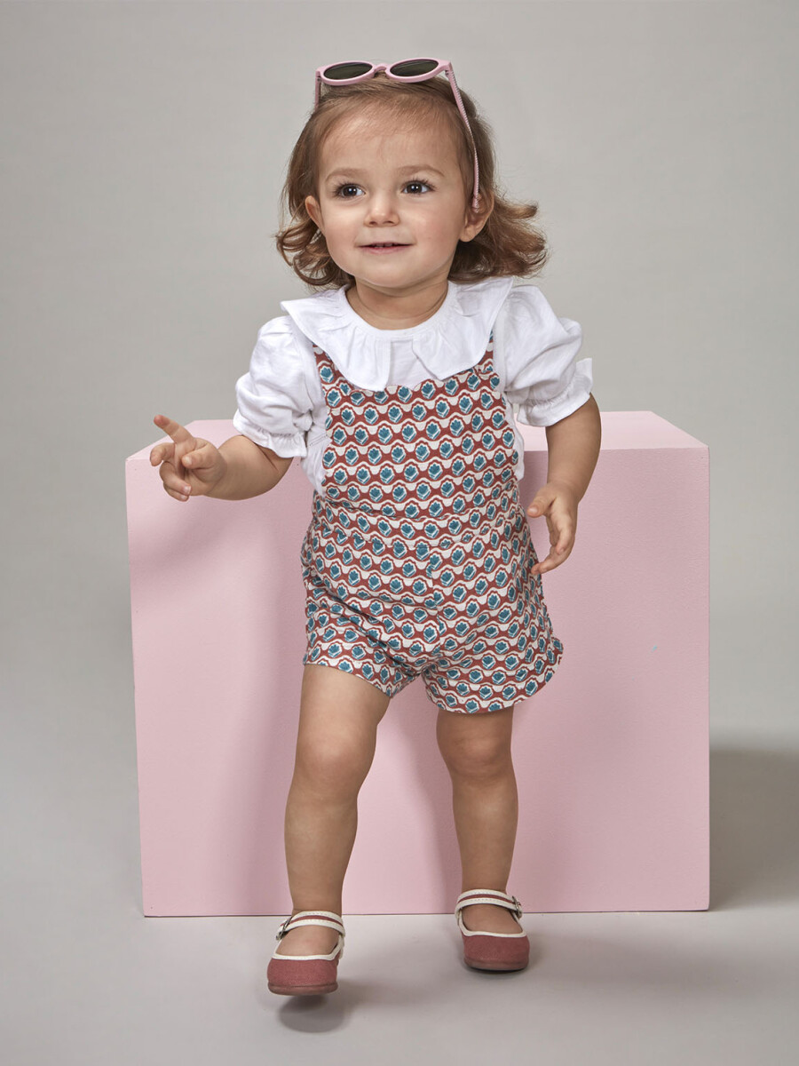 Peto Corto Estampado Con Detalles En Ondas Blanco