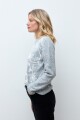 Sweater bordado floral gris melange