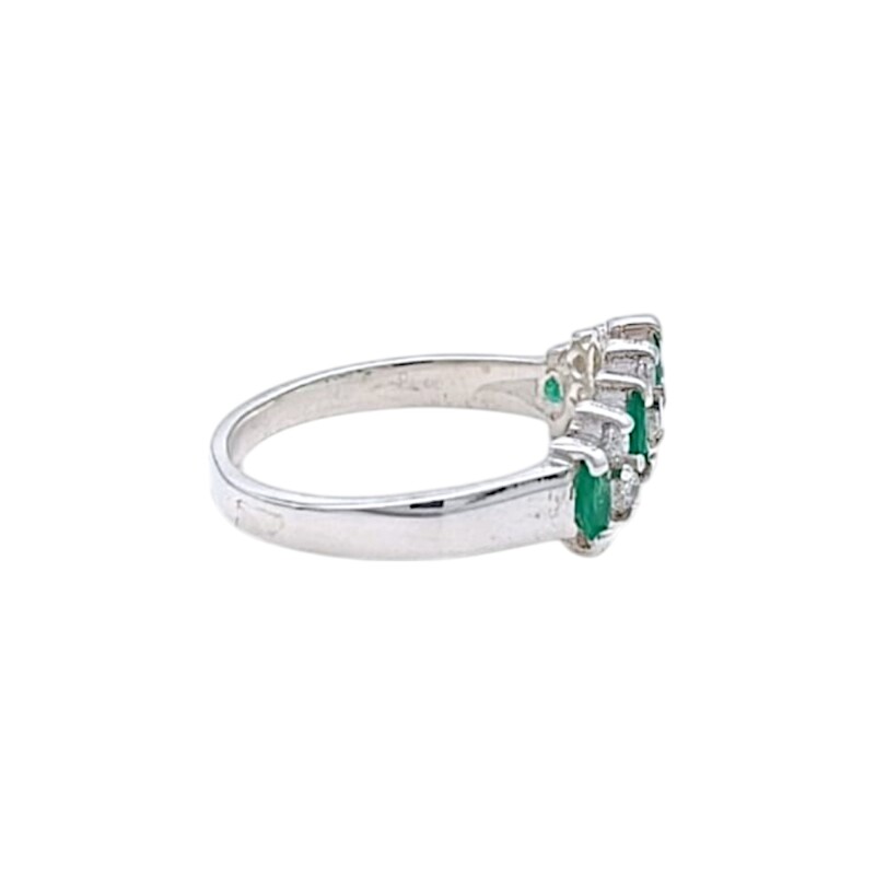 Anillo Escalón-Plata 925-Con Esmeralda y Zirconia-AN4607 conpiedra