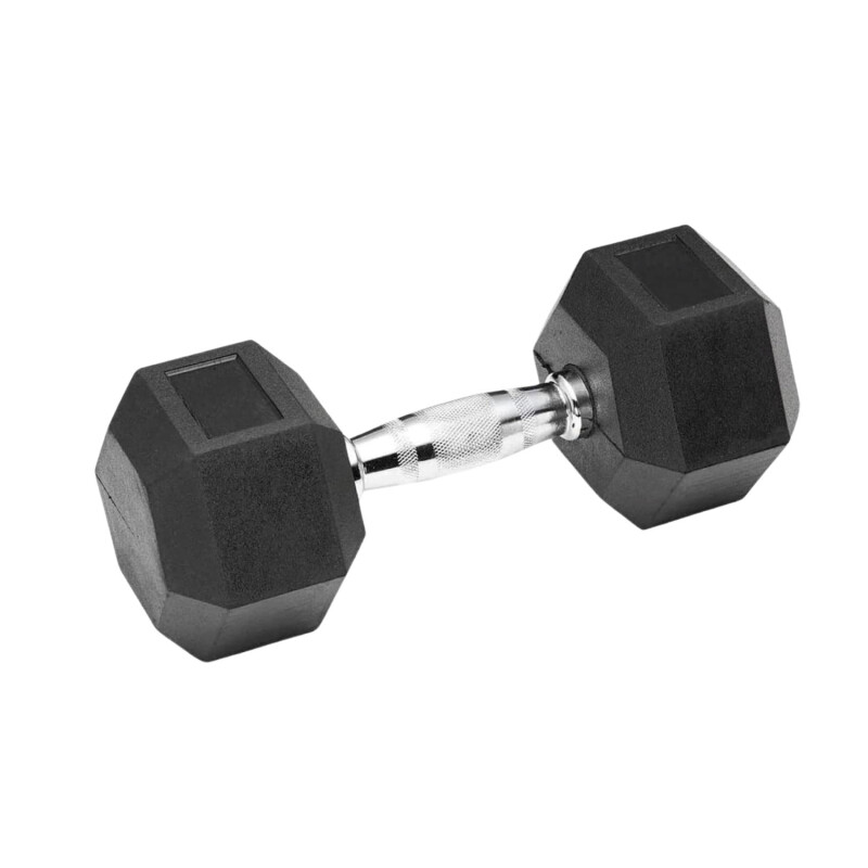 Mancuerna Fija Hexagonal Recubierta Mango Acero Lumax 17.5KG Negro