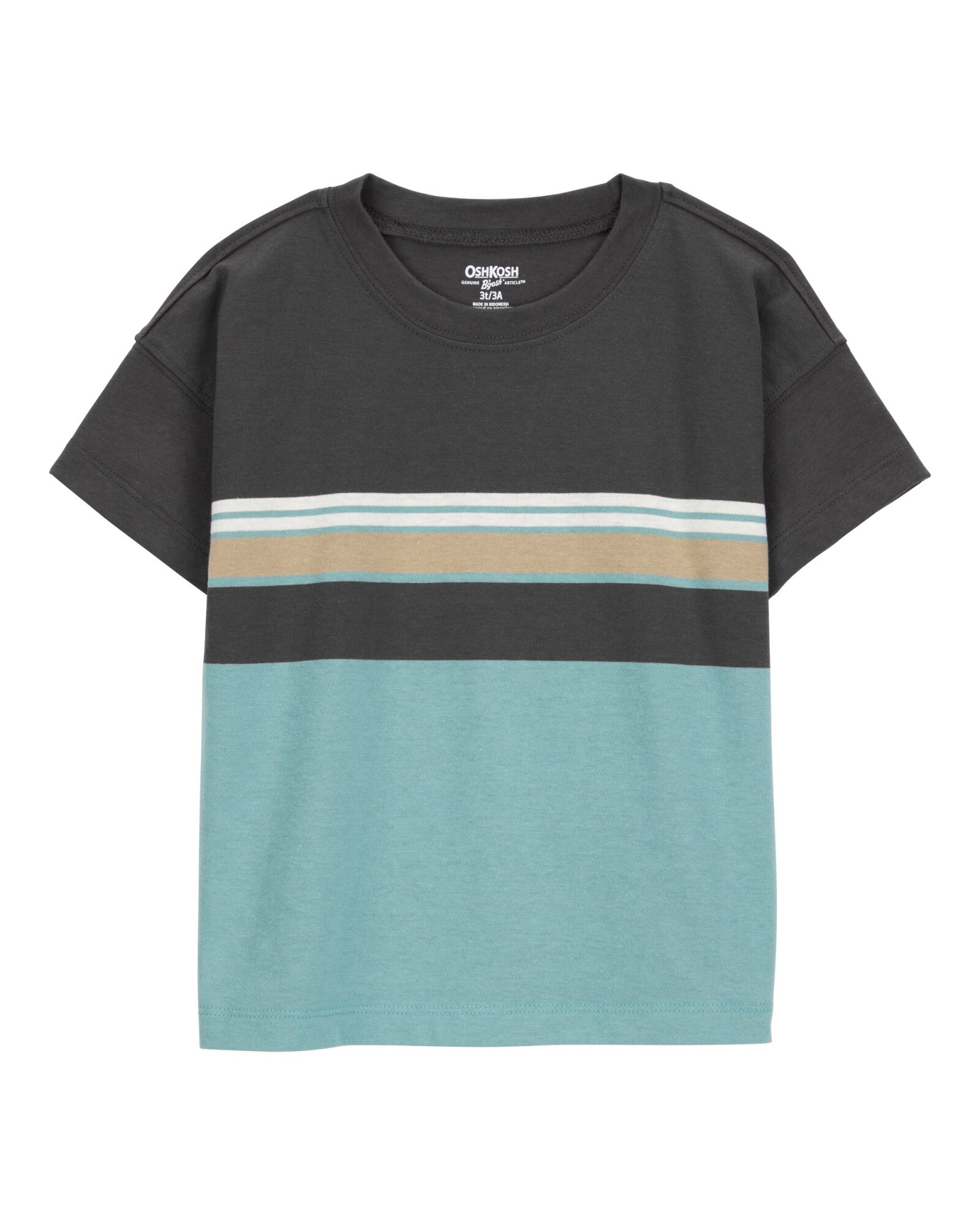 Remera de algodón, diseño colorblock Sin color