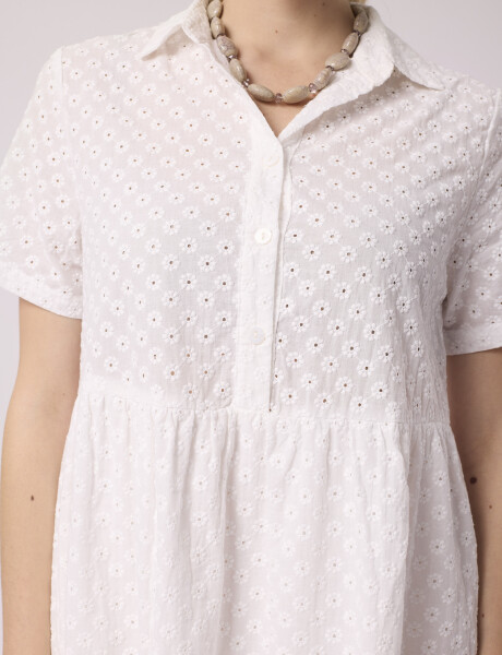 Vestido mini broderie blanco