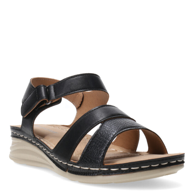 Sandalia de Mujer Lady Confort COPER con materiales combinados y tobillera con velcro Negro
